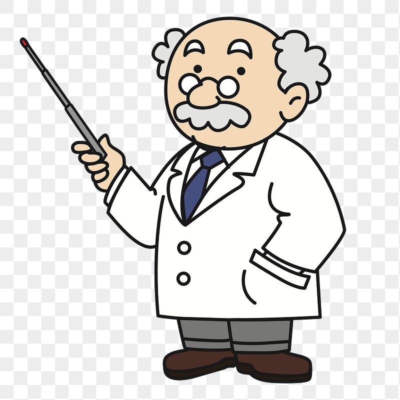 Black And White Funny Professor Holding A Pointer Stock Clipart - Clip ...