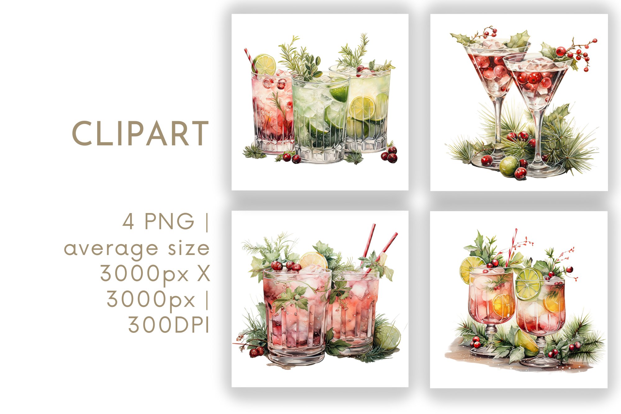 christmas cocktail clipart