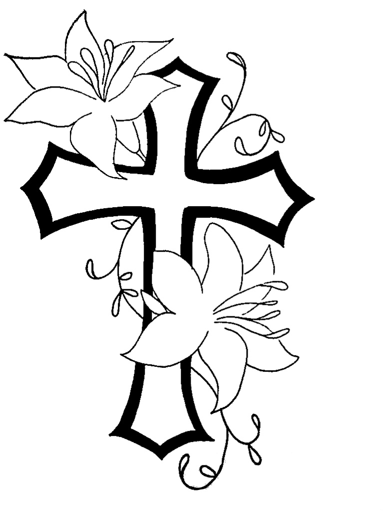 cross with flowers clipart