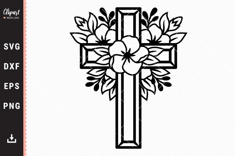 cross with flowers clipart