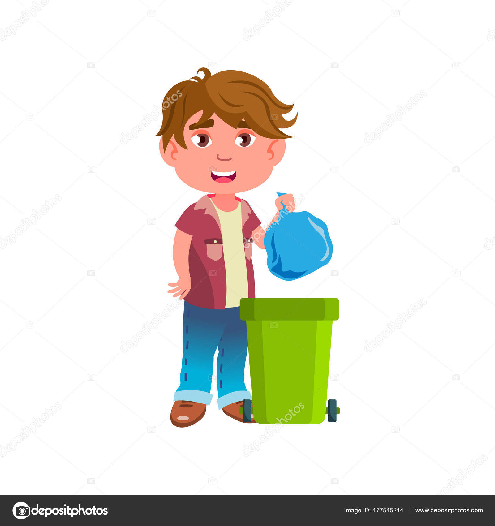 Boy Taking Out Recycling Garbage Bag Stock Illustration Download 