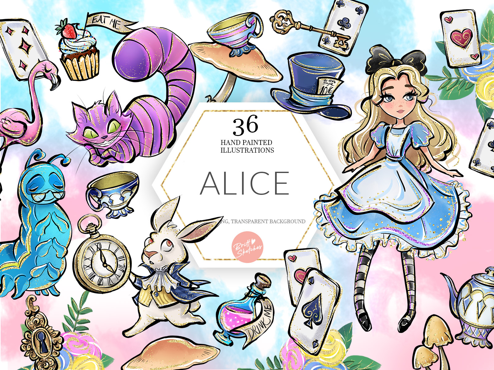 115 Alice in Wonderland Clipart PNG, Alice Digital Download - Clip Art ...