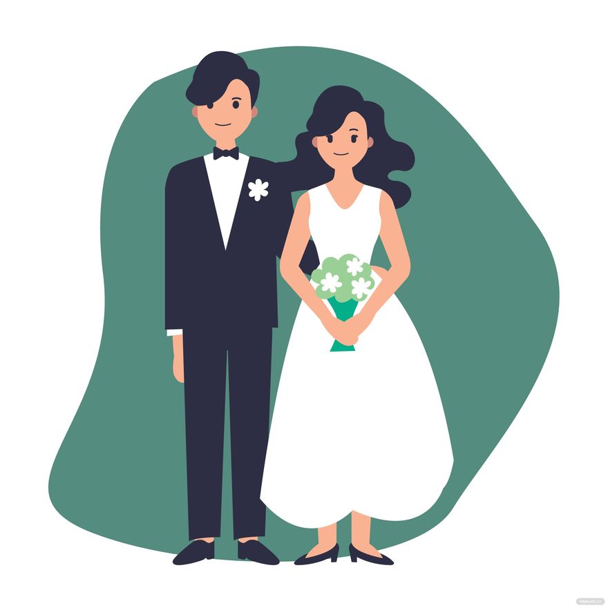 Bride and Groom Wedding Day Clipart, Just Married Clipart