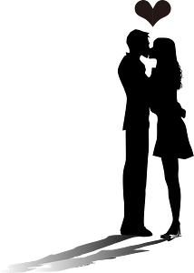 Silhouette of Guy and Girl Kissing Vector Clipart image - Free 