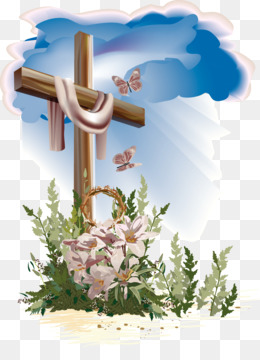 cross with flowers clipart