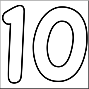 Clip Art: Number Set 1: 10 B&W I