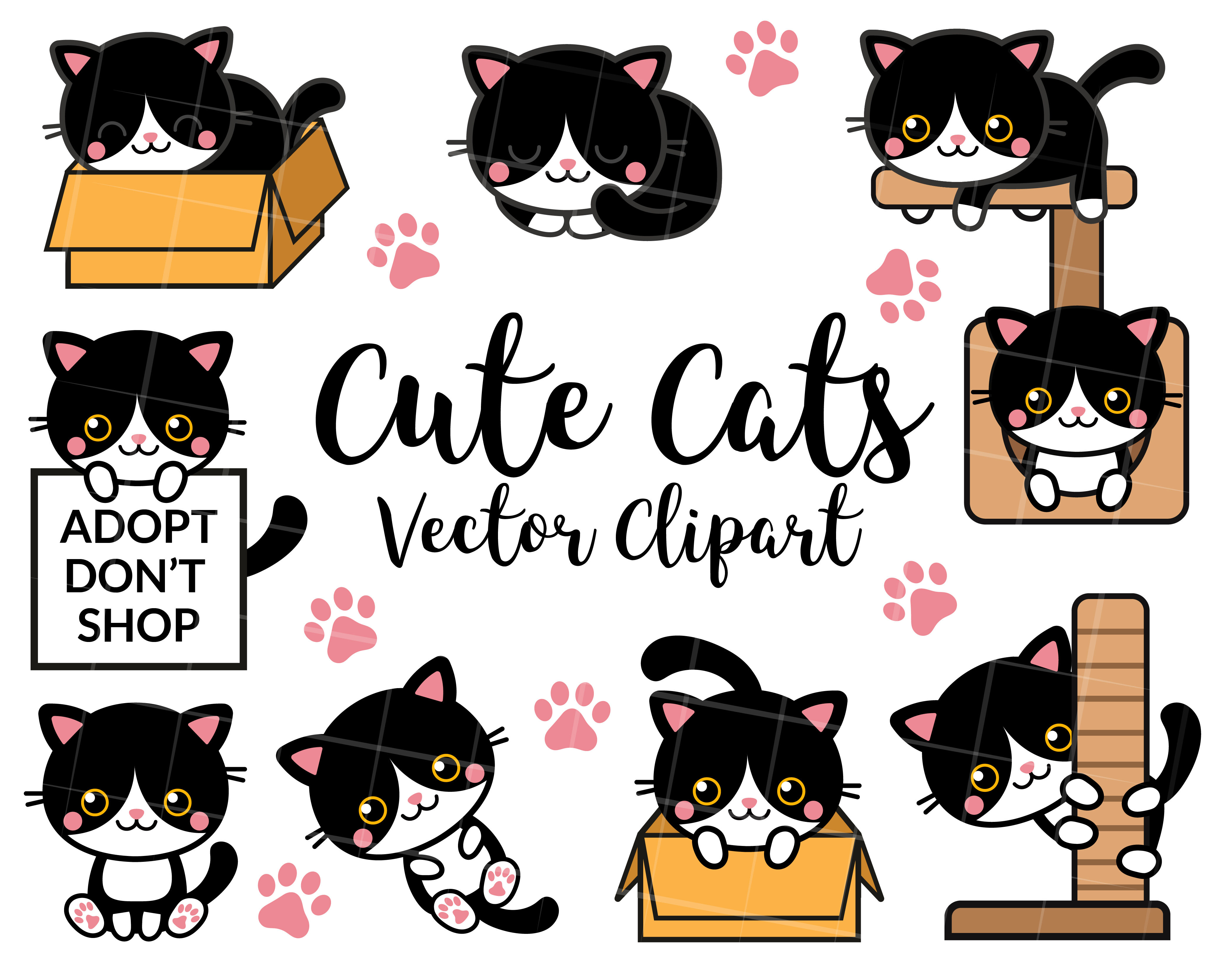 Cute Cartoon Cat Set Stock Illustration - Download Image Now