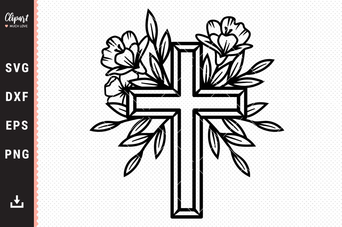 cross with flowers clipart