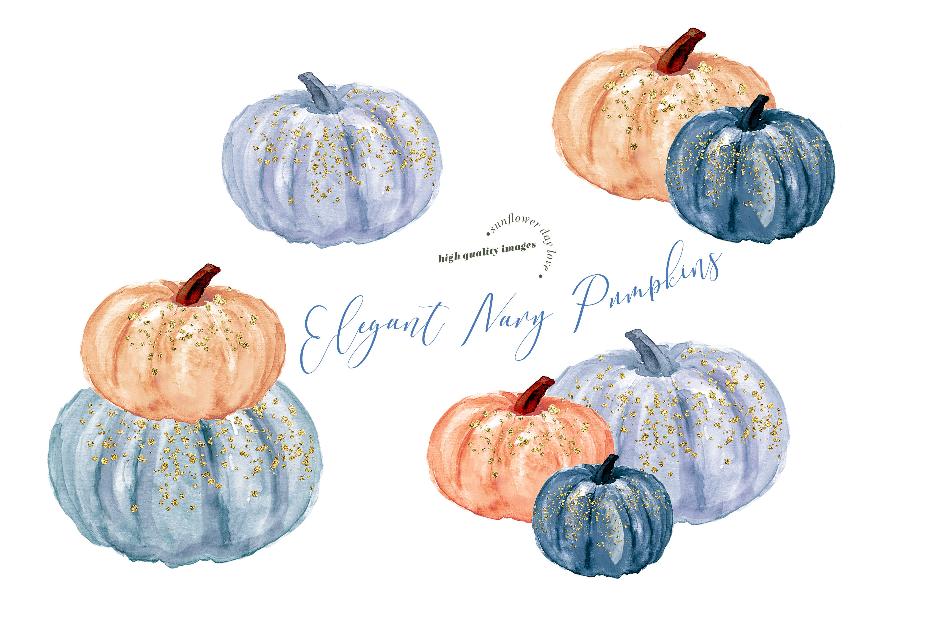 Blue Pumpkins Watercolor Clipart Clip Art Library