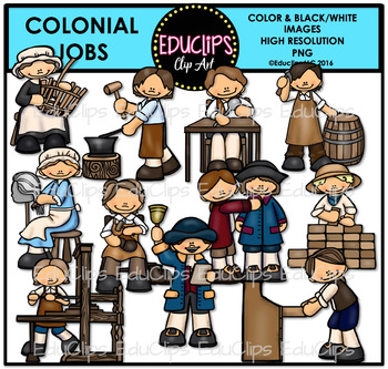Colonial Kids Clipart Mega Bundle BLACK AND WHITE and Color - Etsy