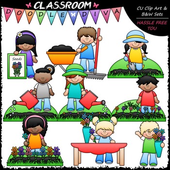 planting flowers clipart