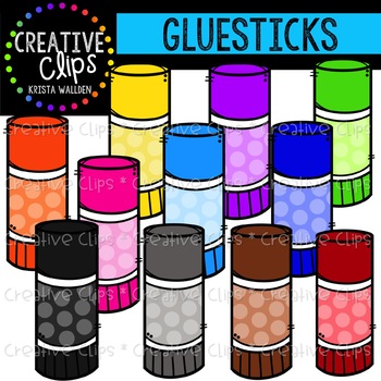 Colorful Glue Stick Pals Clip Art Bundle {Educlips Clipart} by