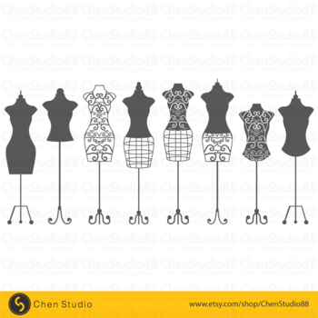 Fashion Mannequin Gold Art Set Clipart Graphic by arctiumstudio