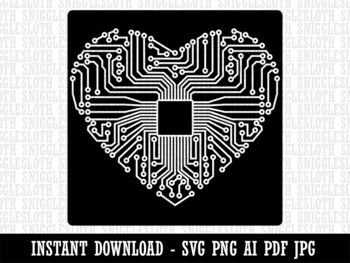 Clipart of a Grayscale Computer Chip and Circuit Tree 2 - Royalty 
