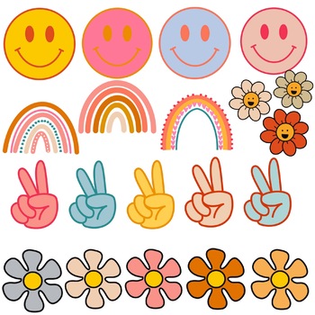 Groovy retro clipart set funny stickers or badges Vector Image - Clip ...