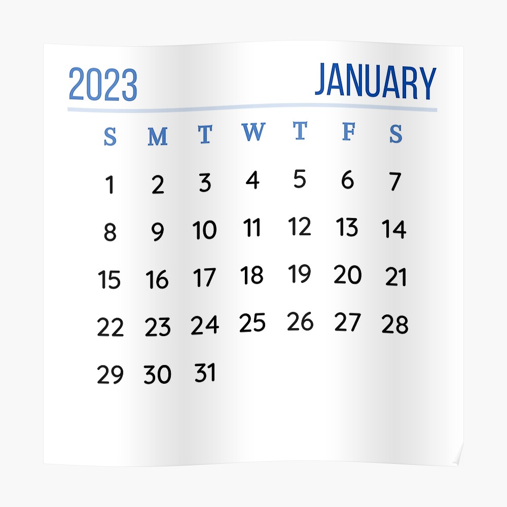 Blue Calendar January 2023 with Pin. Calendar Reminder 2023 - Clip Art ...