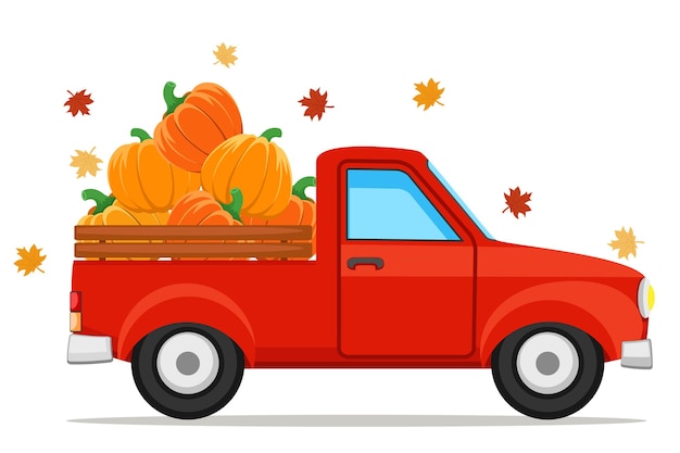 Blue Harvest Truck Watercolor Fall Clipart Pumpkin Truck Clipart Autumn Graphics Pastel Pumpkins