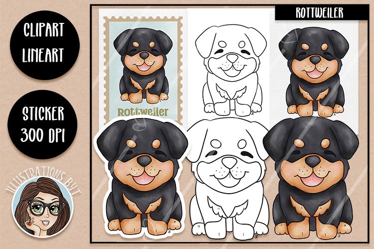 Premium AI Image | Watercolor Rottweiler clipart white background