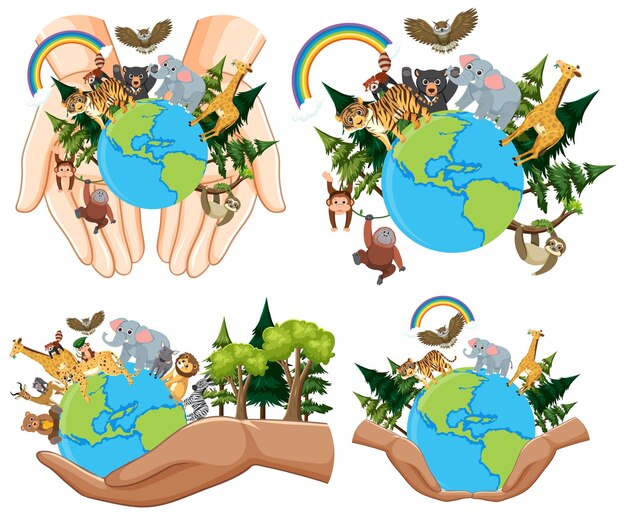 Biological hierarchy 2x2 cartoon compositions of cell organism - Clip ...