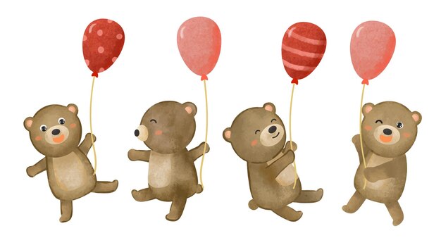 teddy bear with balloons clipart