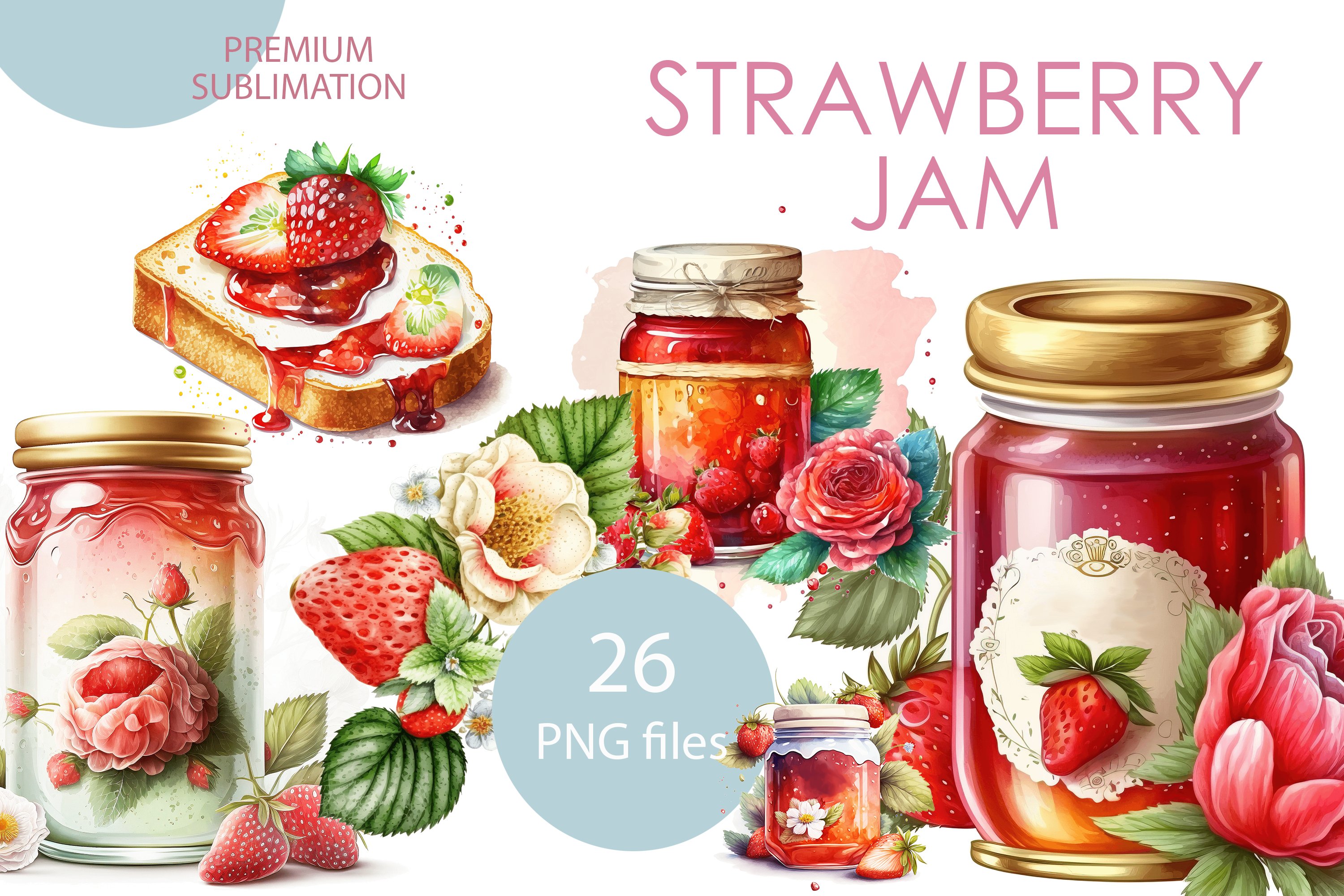 Sticker Cartoon Jam Jar Food Jelly Preserve Strawberry Fruit - Clip Art ...