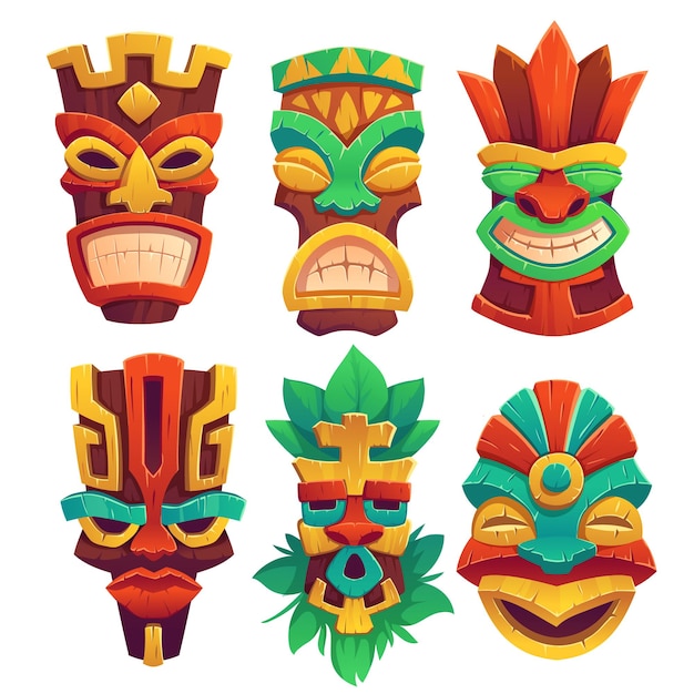 TIKI MASK Clipart, Polynesian Statue Graphic by clipartfables 