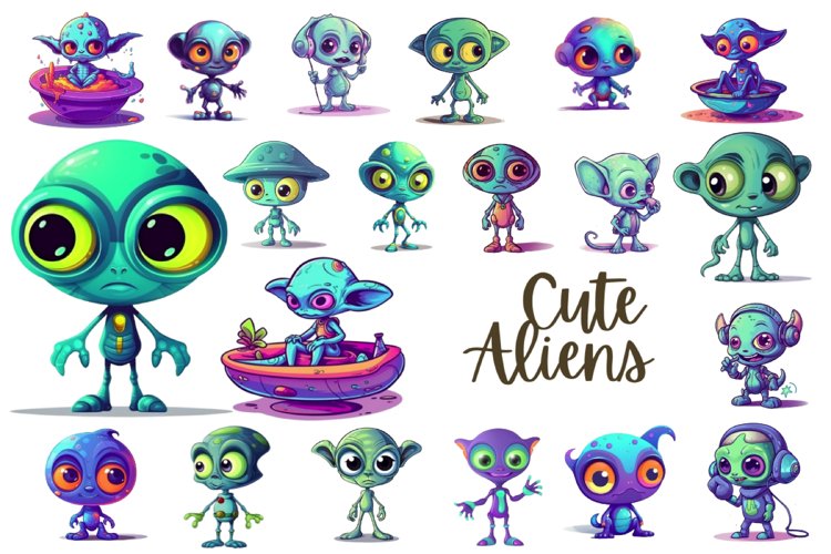 Cute Funny Alien Sublimation Clipart By Bundlestshirt | TheHungryJPEG ...