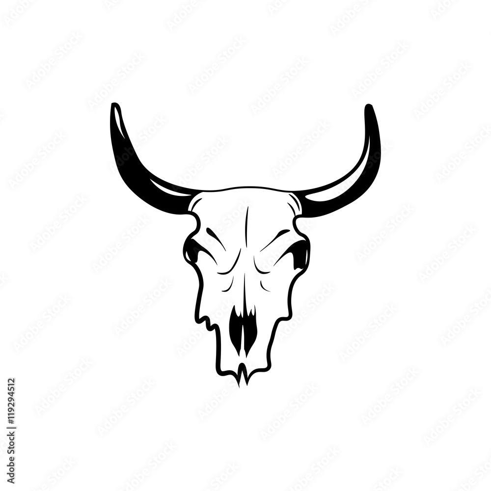 Bohemian Bull Skull Watercolor Clipart Engraved Cow Skull Clip Art Library