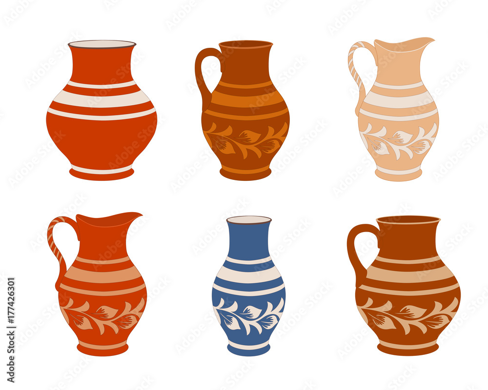 Jug clay vector pottery pot vase illustration ceramic pither milk - Clip  Art Library