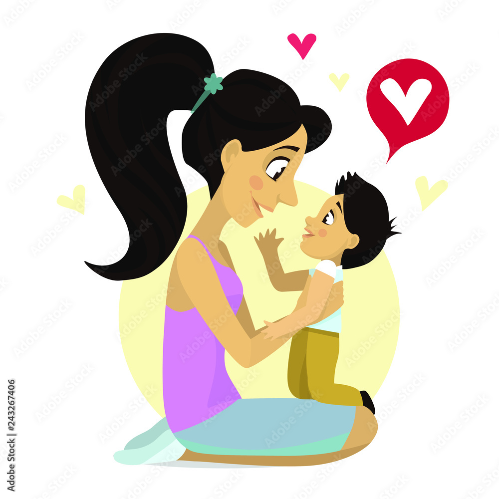 mother and son clipart