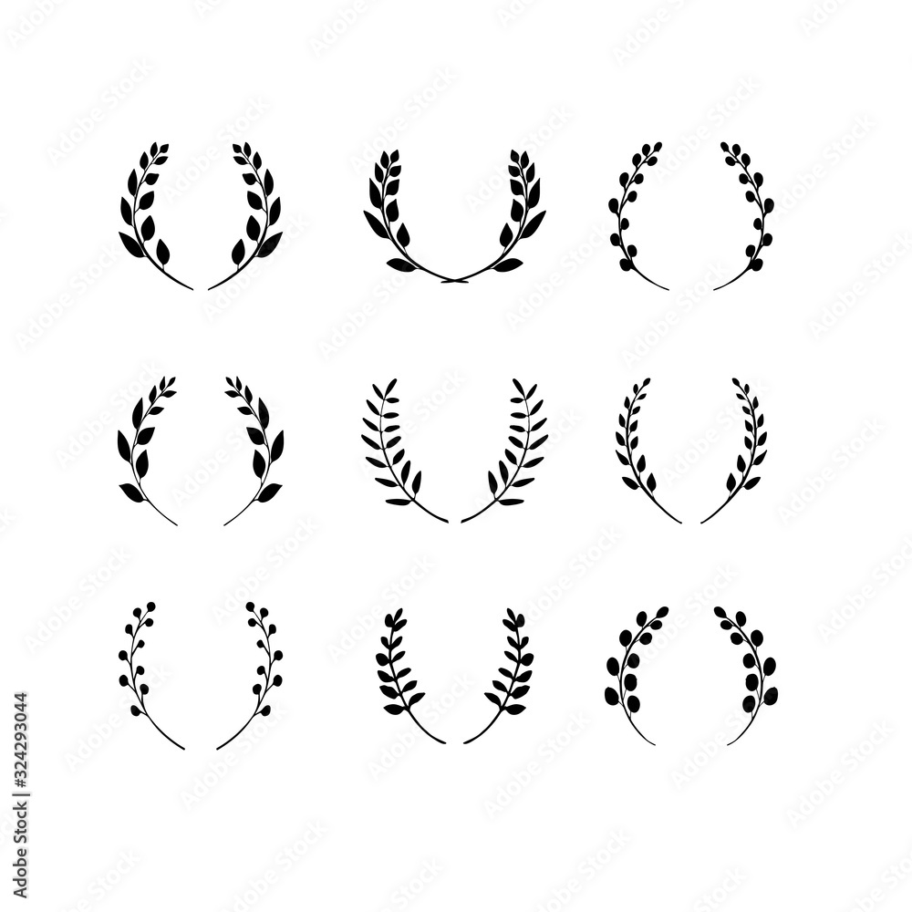 greenery clipart black and white