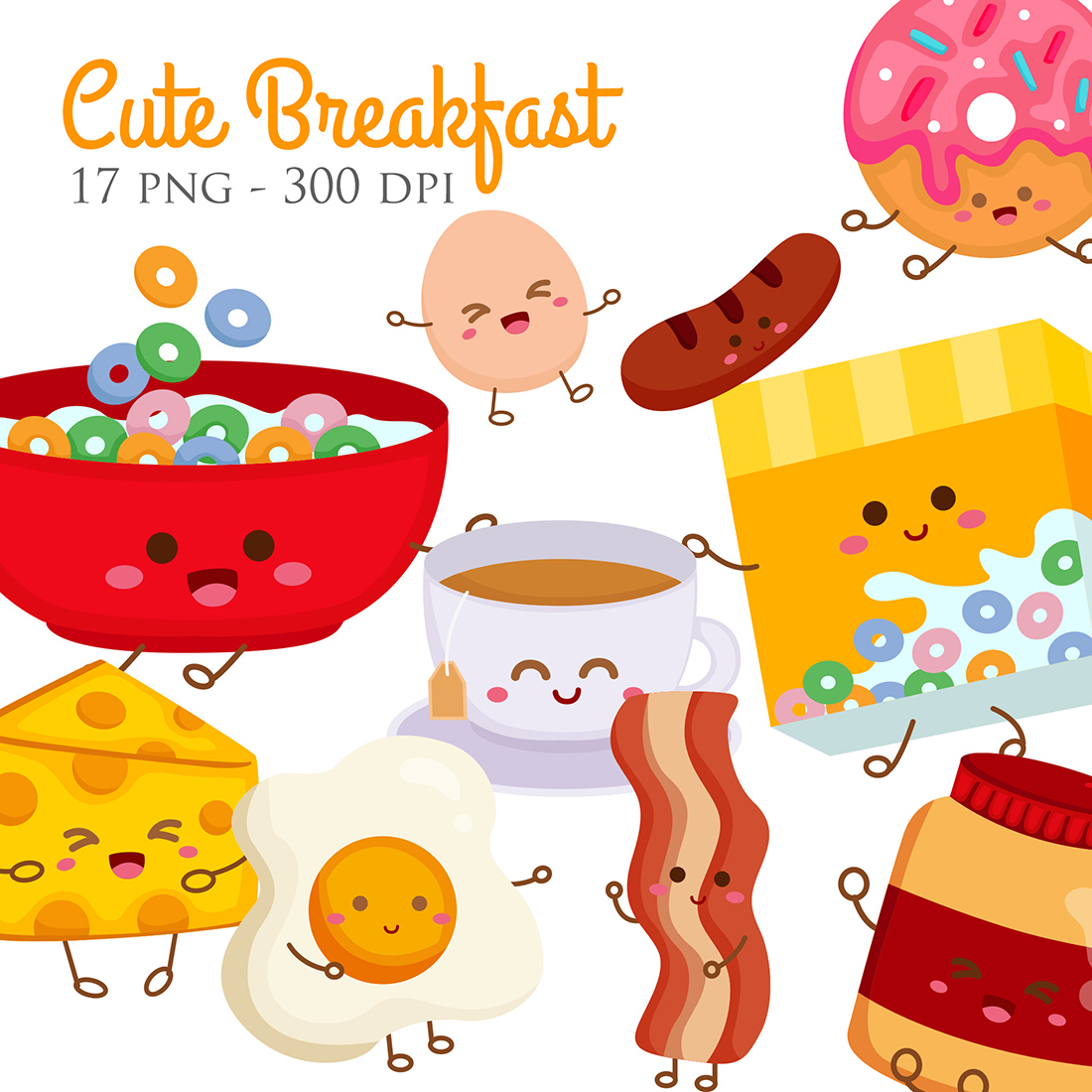 Cute Kawaii Breakfast Food Clipart Png Jpg Svg Clip Art Library