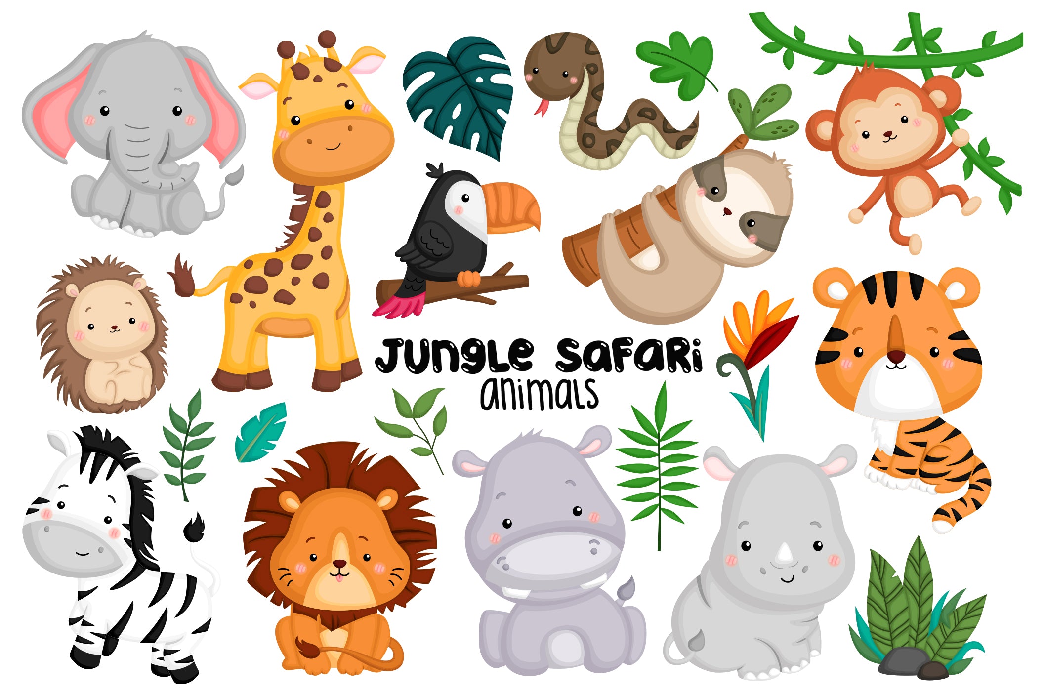 Watercolor Woodland Animals Clipart - Cute Forest Animals - Clip