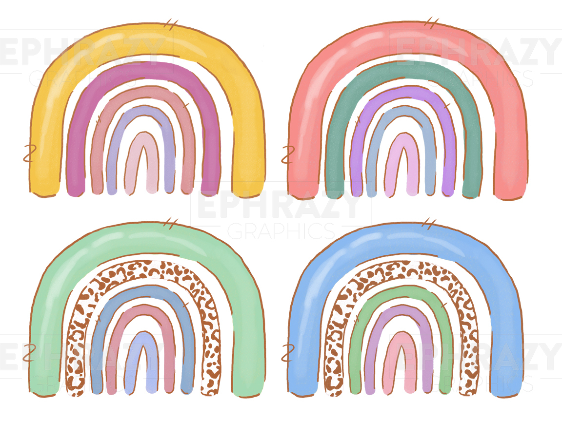 Boho Rainbow PNG Bundle - Minimalist Rainbow Clipart | Made By 