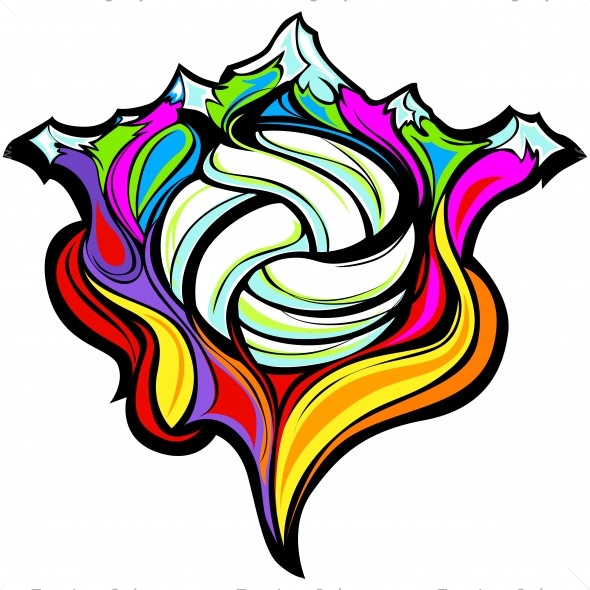 colorful volleyball clipart