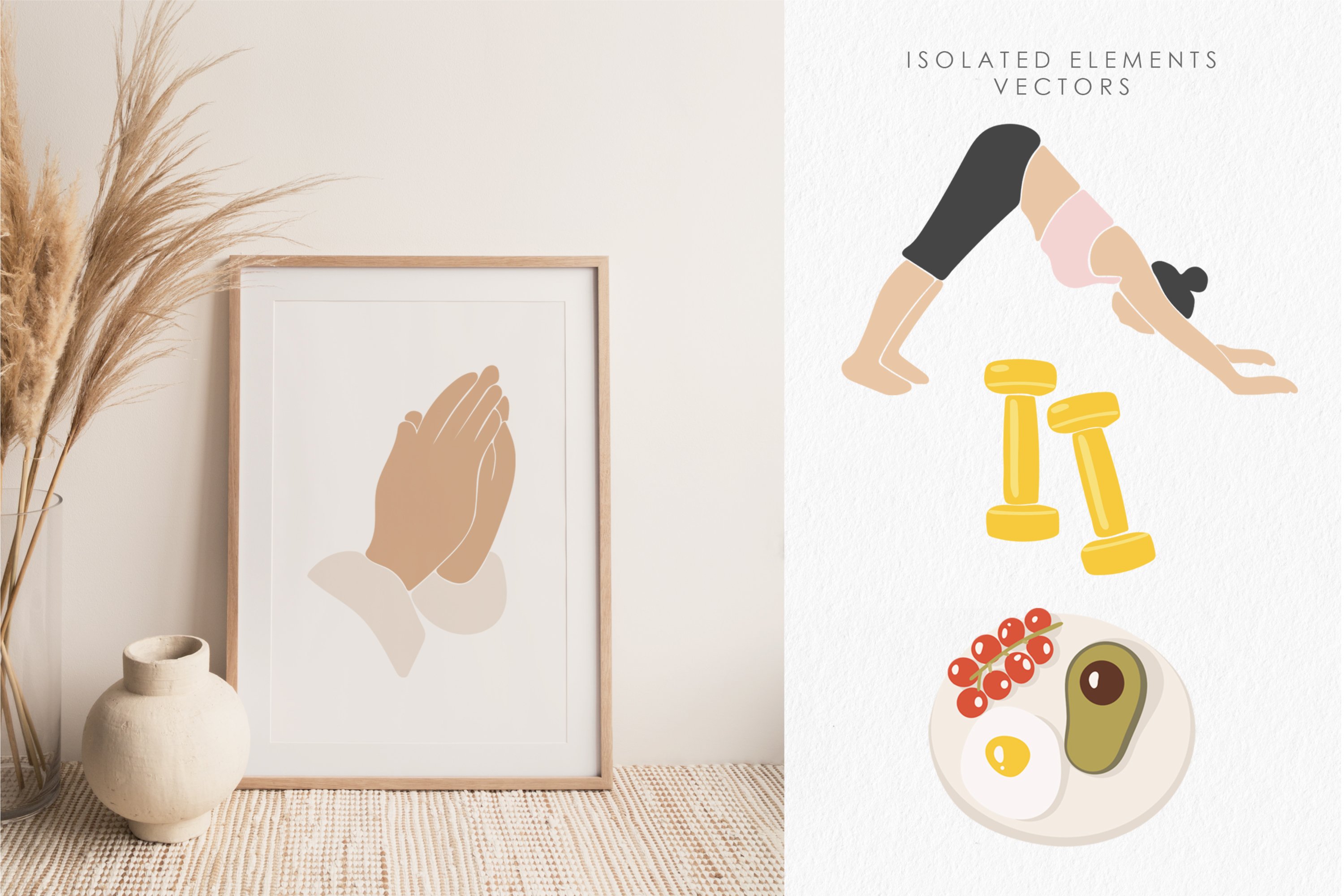 Healthy Lifestyle Concept With Food And Sport Icons Stock Clipart 