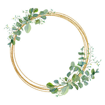 Watercolour Leaves Wreaths Clipart, Greenery Wedding Eucalyptus Clip ...