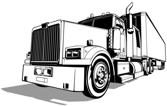 American Truck Stock Illustration - Download Image Now - Semi - Clip