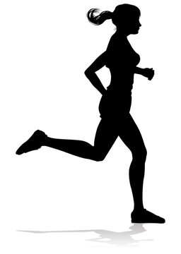 Running Woman Silhouette PNG Clip Art Image​ | Gallery 