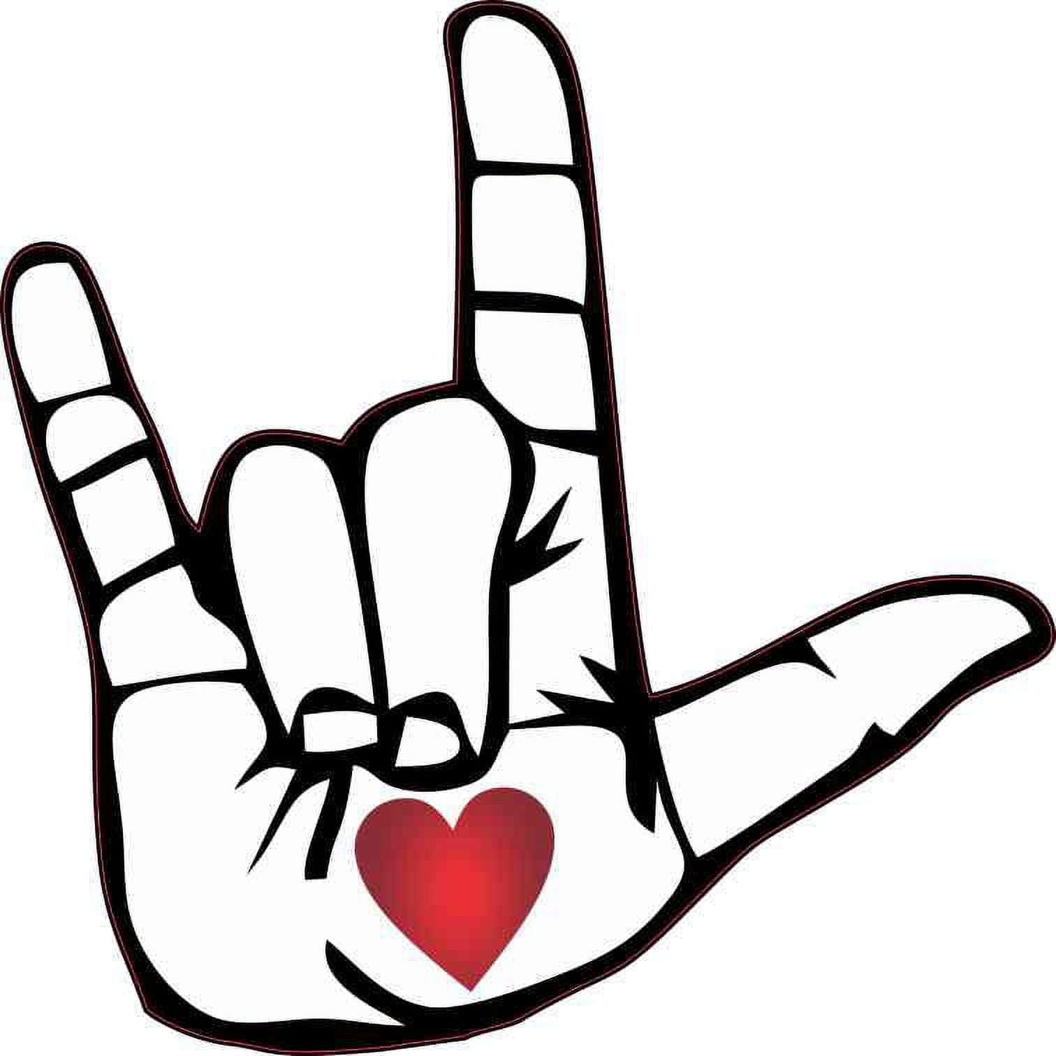 2.5in x 2.5in Heart Hand ASL I Love You Vinyl Stickers - Clip Art Library