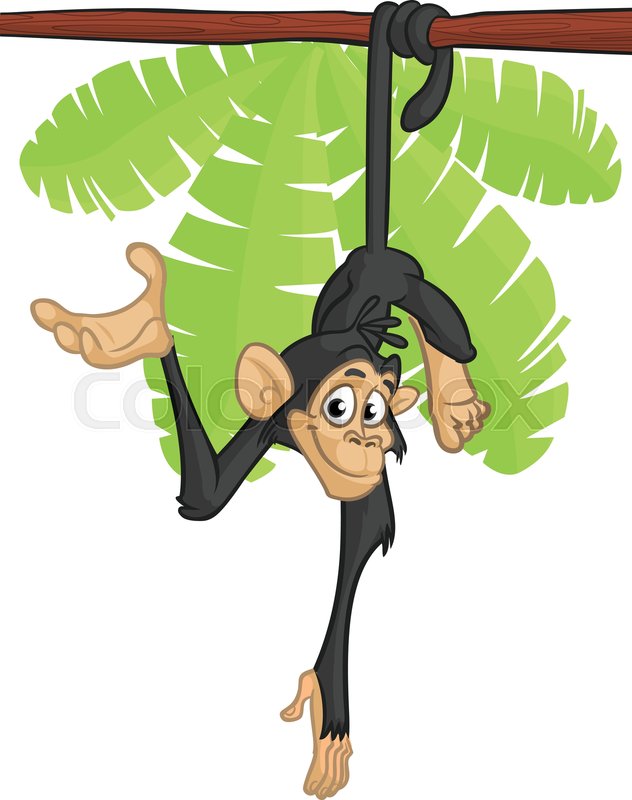 upside down hanging monkey clipart