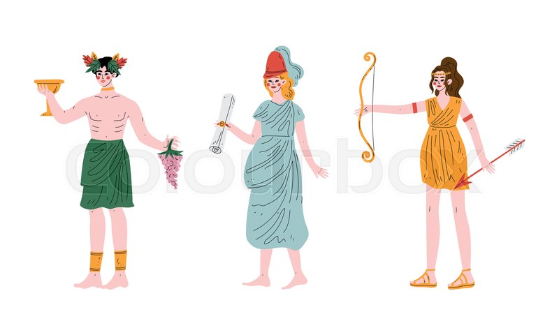 Athenas, Zeus, Hades, Poseidon, Hermes, Bacchus, Dionysus 