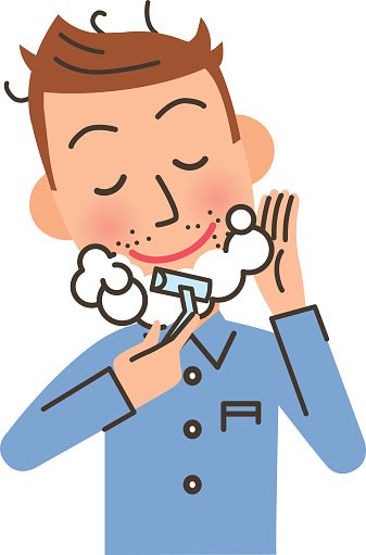Man shaving his face with foam people activity Vector Image