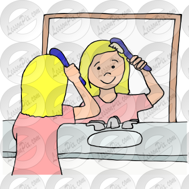 Beauty Cosmetics Clipart-hairdresser cutting young girls long hair 