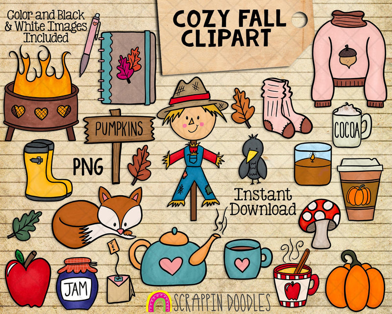 Cute fall clipart. Autumn logo set – MasterBundles