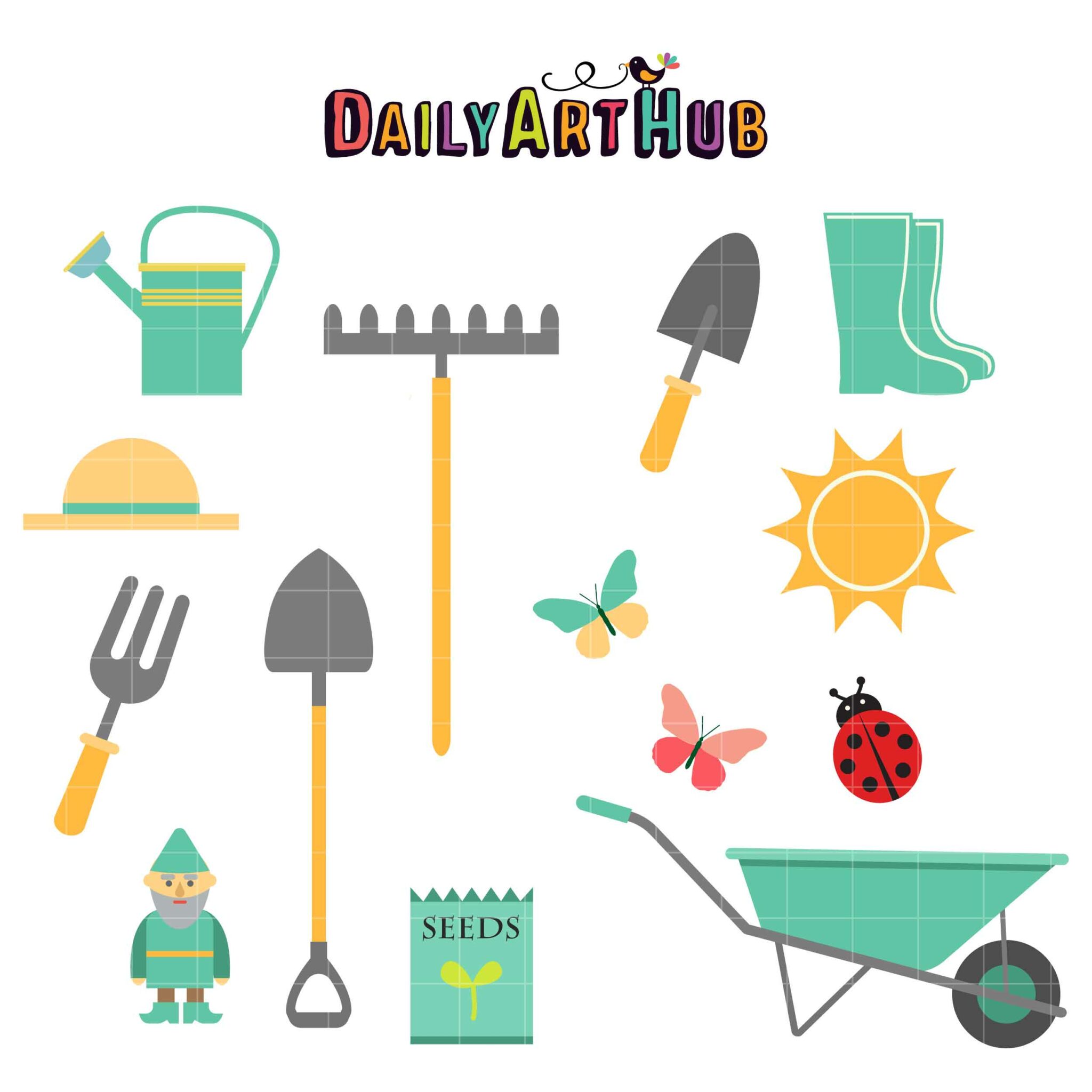 Clip Art Gardening Tools 9 Garden Clip Art Pngs Digital - Etsy - Clip ...