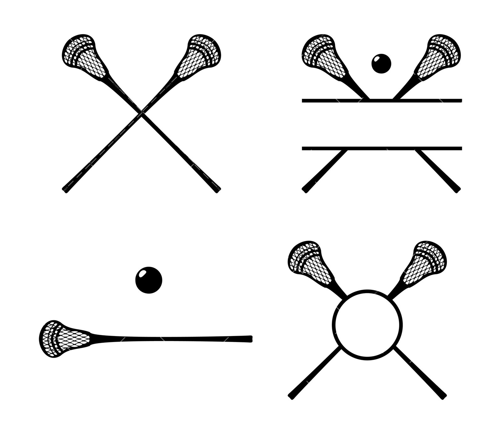 Crossed Lacrosse Sticks Monogram Bundle SVG Cut Files