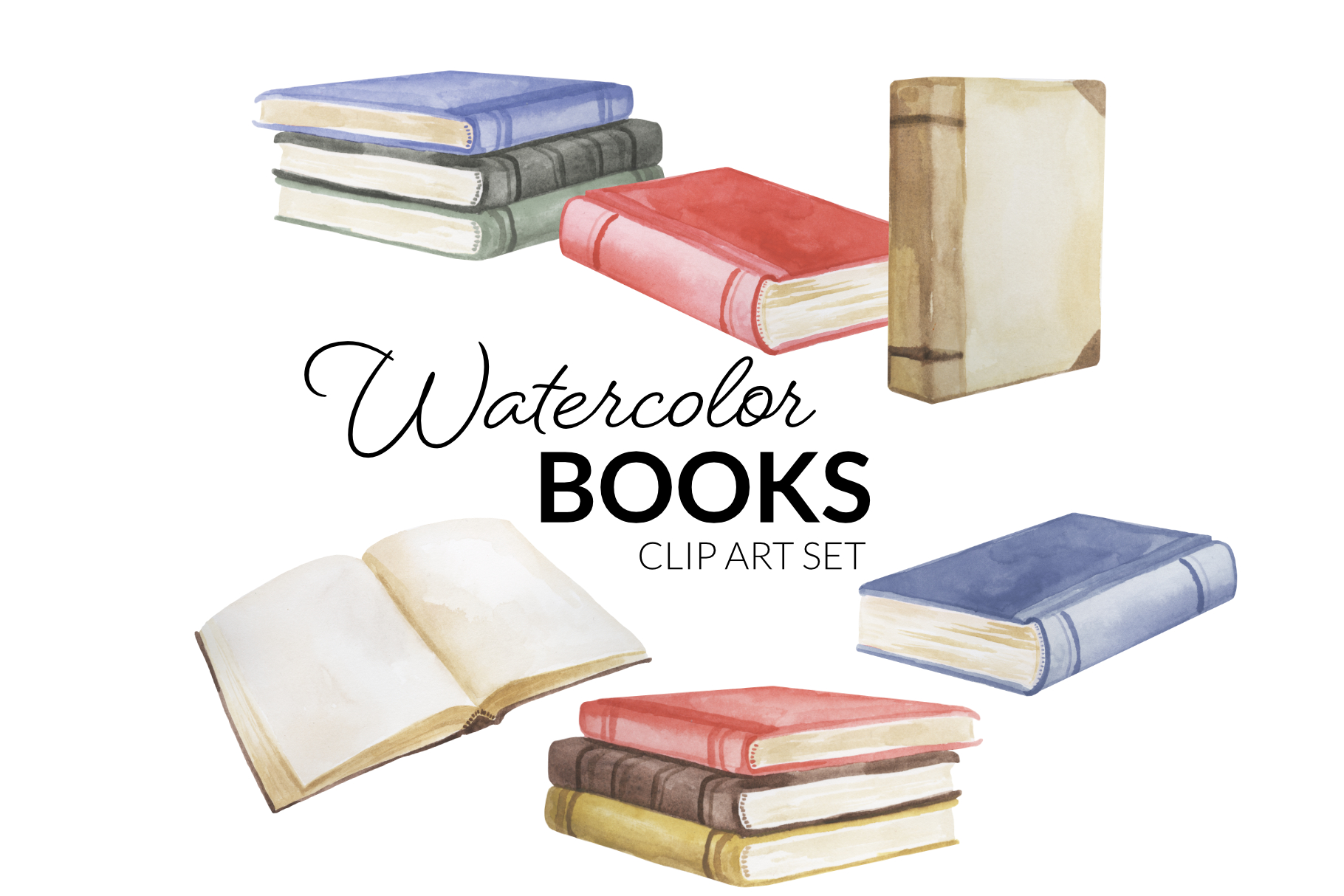 Watercolor Fantasy Books Clipart - Buy t-shirt designs