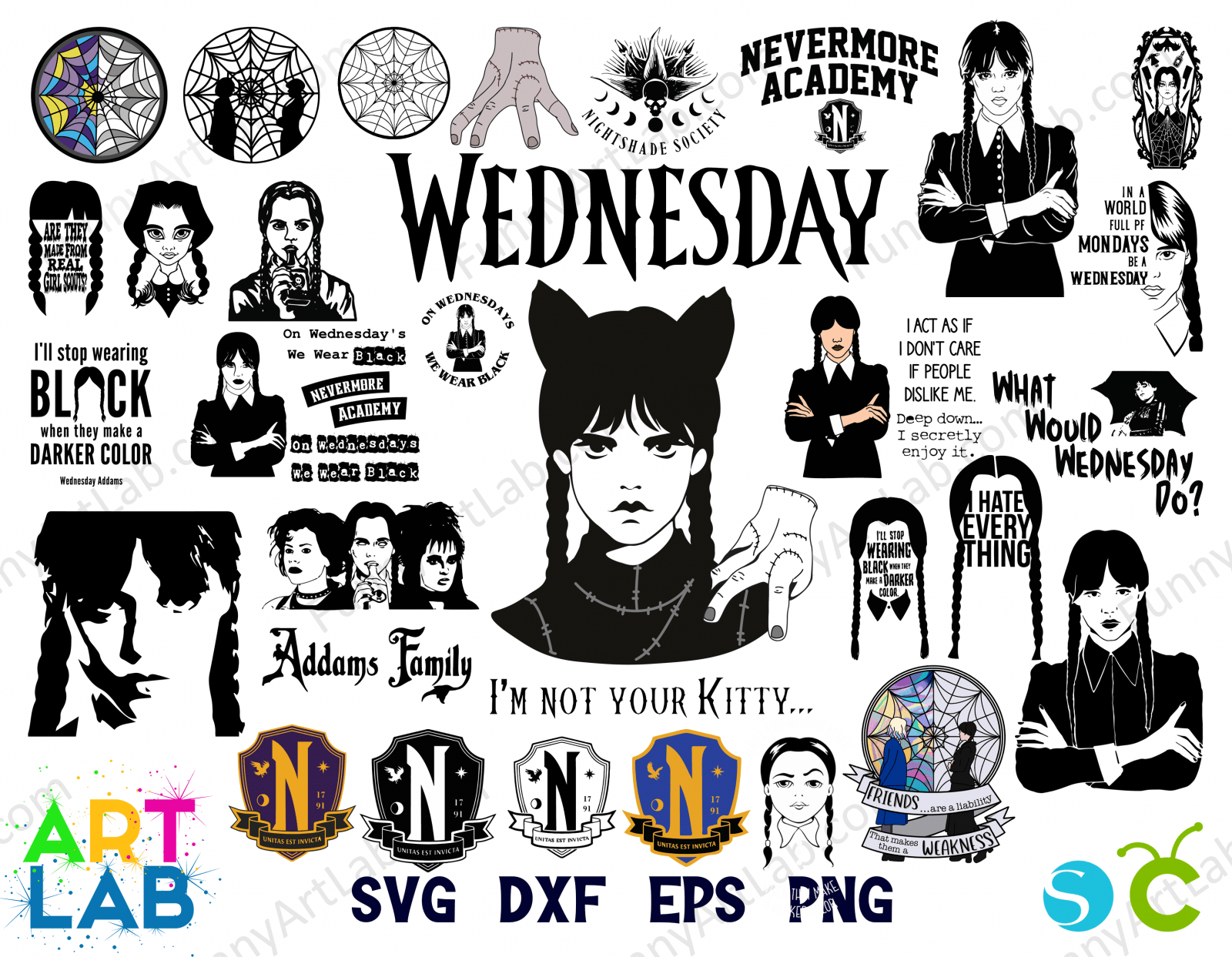 Wednesday Cliparts 58 PNG 24 Wallpapers Wednesday Addams. - Etsy - Clip ...