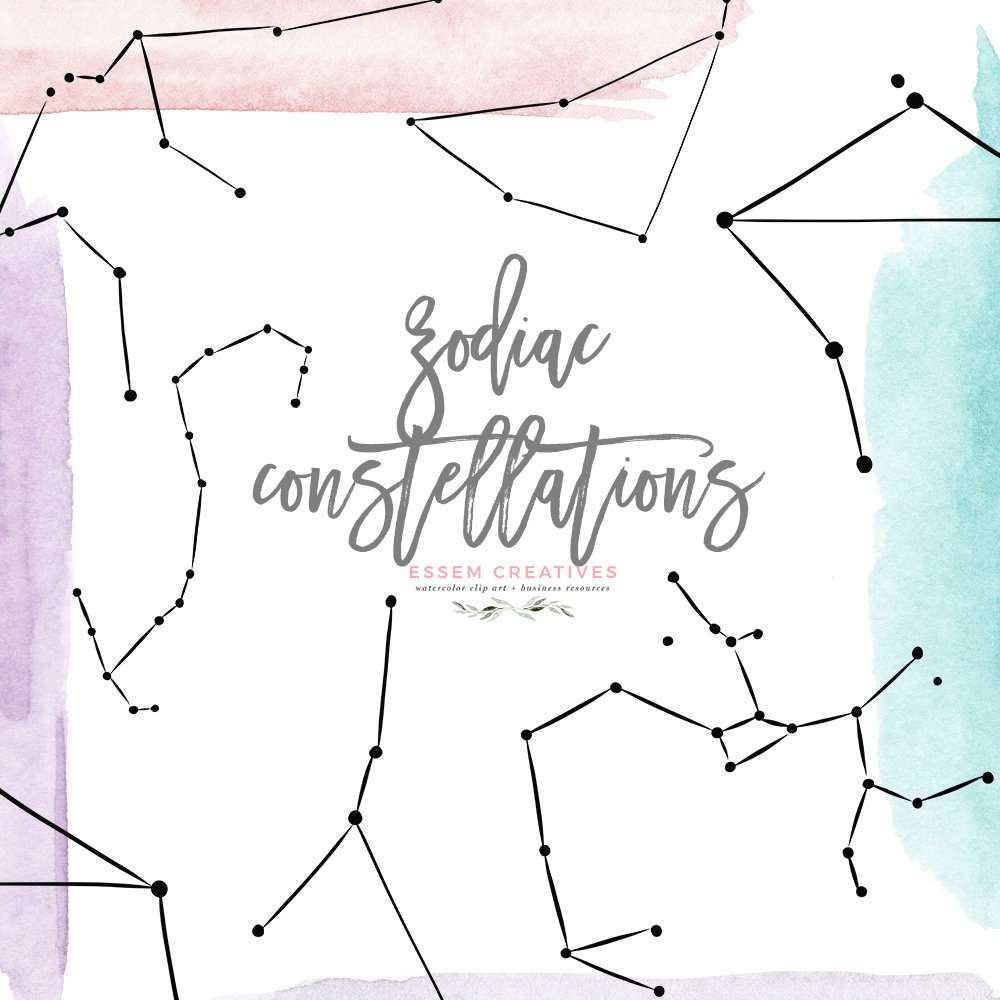Zodiac constellations clipart 12 Horoscope signs 3 background
